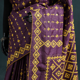 Pure Handloom Tussar Silk Gujrati Stitch Saree 02