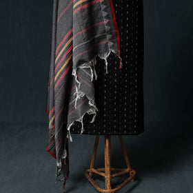Jacquard Cotton Unstitched Dress Material: Kurta & Dupatta with Earrings 01