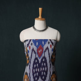 Pochampally Central Asian Ikat Cotton Unstitched Dress Material: Kurta & Dupatta with Earrings 02
