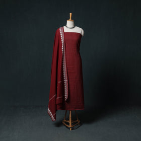Jacquard Cotton Unstitched Dress Material: Kurta & Dupatta with Earrings 03