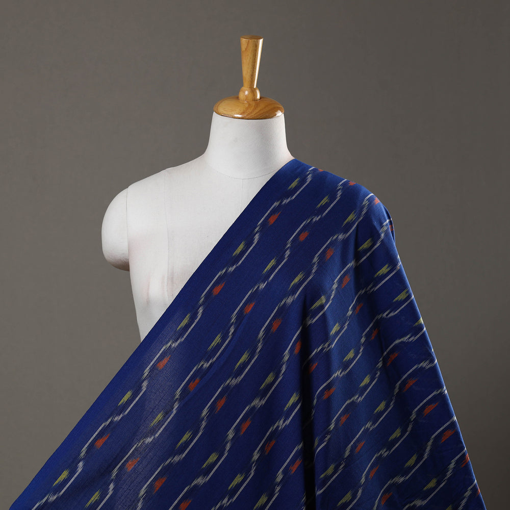 Blue - Handloom Cotton Pochampally Ikat Fabric 07