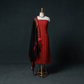 Jacquard Cotton Unstitched Dress Material: Kurta & Dupatta with Earrings 04