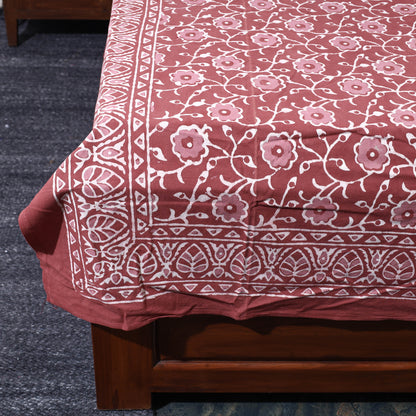 Maroon - Bagru Dabu Hand Block Printed Cotton Single Bed Cover (90 x 60 in)