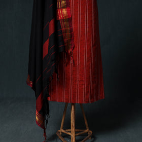 Jacquard Cotton Unstitched Dress Material: Kurta & Dupatta with Earrings 04