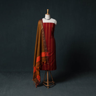 Jacquard Cotton Unstitched Dress Material: Kurta & Dupatta with Earrings 05