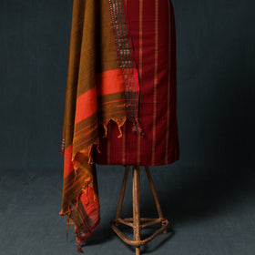 Jacquard Cotton Unstitched Dress Material: Kurta & Dupatta with Earrings 05
