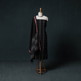 Jacquard Cotton Unstitched Dress Material: Kurta & Dupatta with Earrings 06