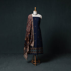 Jacquard Cotton Unstitched Dress Material: Kurta & Dupatta with Earrings 08