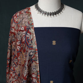 Jacquard Cotton Unstitched Dress Material: Kurta & Dupatta with Earrings 08