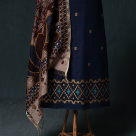 Jacquard Cotton Unstitched Dress Material: Kurta & Dupatta with Earrings 08