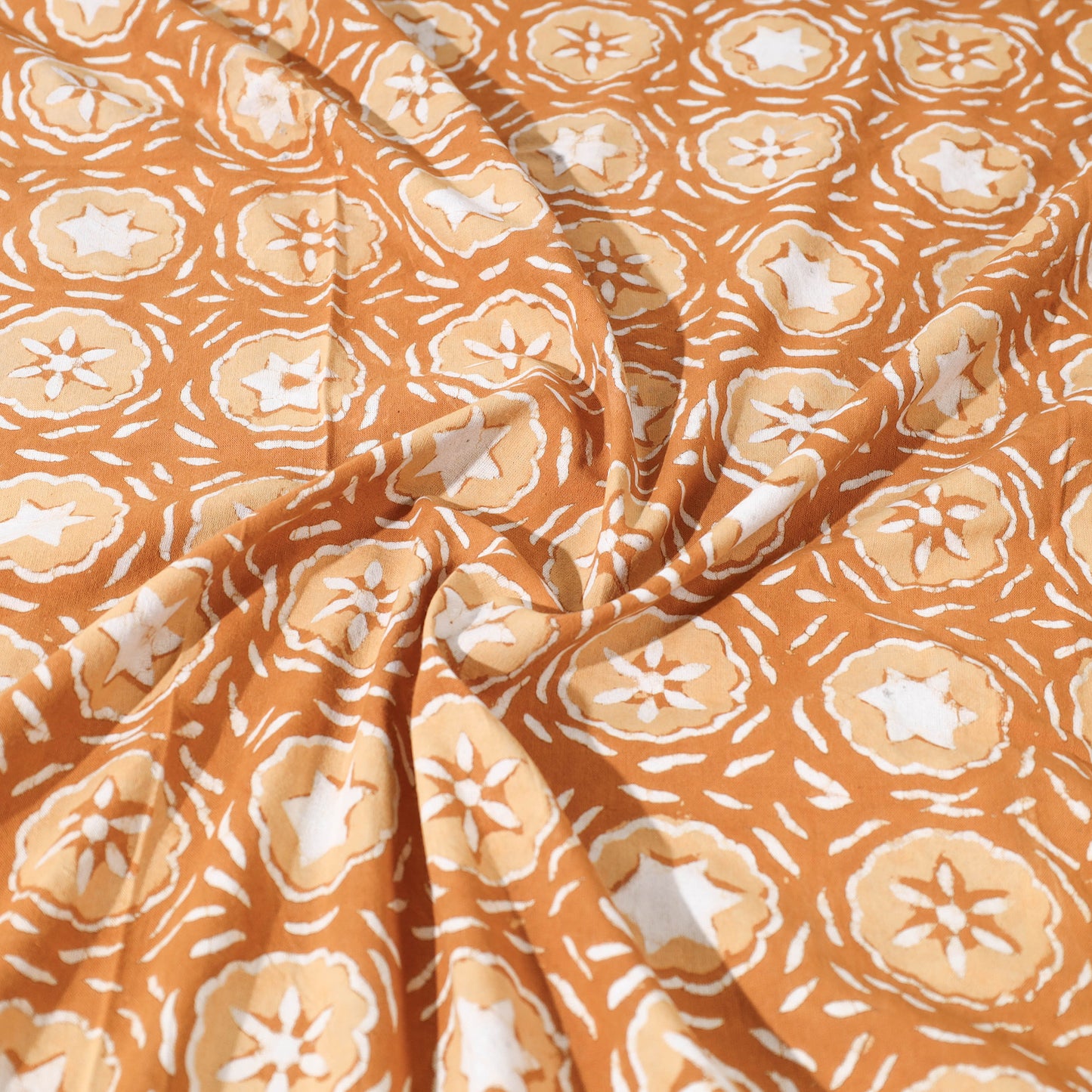 Brown - Bagru Dabu Hand Block Printed Cotton Single Bed Cover (90 x 60 in)