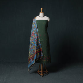 Jacquard Cotton Unstitched Dress Material: Kurta & Dupatta with Earrings 10