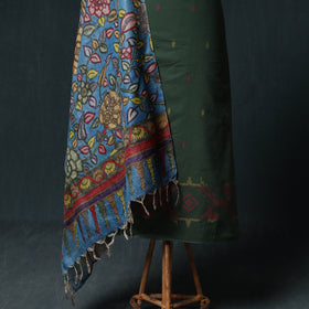 Jacquard Cotton Unstitched Dress Material: Kurta & Dupatta with Earrings 10