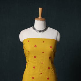 Jacquard Cotton Unstitched Dress Material: Kurta & Dupatta with Earrings 11