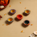 Buy Diwali Decor Handpainted Clay Diya (Set Of 5)