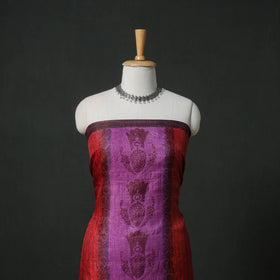 Pure Handloom Tussar Silk Hand Block Print Unstitched Dress Material: Kurta with Dupatta 10