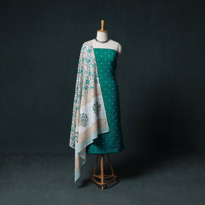 Bandhani Cotton Unstitched Dress Material: Kurta & Dupatta with Earrings 12
