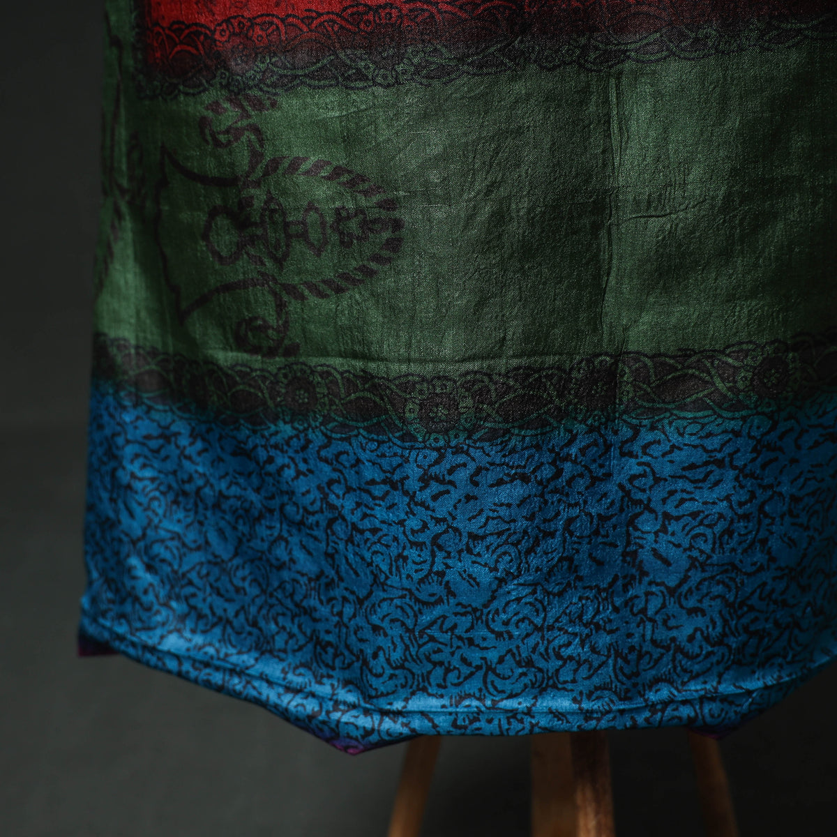 Pure Handloom Tussar Silk Hand Block Print Unstitched Dress Material: Kurta with Dupatta 10