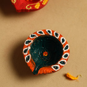 Buy Diwali Decor Handpainted Clay Diya (Set Of 5)