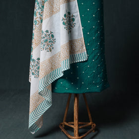 Bandhani Cotton Unstitched Dress Material: Kurta & Dupatta with Earrings 12