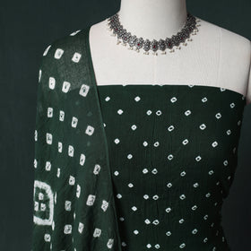Bandhani Cotton Unstitched Dress Material: Kurta & Dupatta with Earrings 13