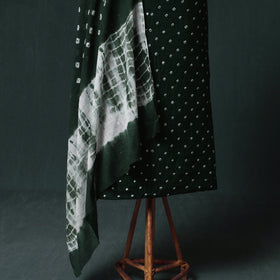 Bandhani Cotton Unstitched Dress Material: Kurta & Dupatta with Earrings 13