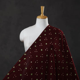 Buy Maroon Kutch Tie-Dye Satin Cotton Bandhani Fabric Online