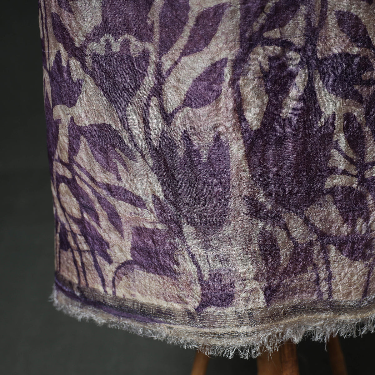 Pure Handloom Tussar Silk Hand Batik Print Unstitched Dress Material: Kurta with Dupatta 08