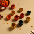 Buy Diwali Decor Handpainted Clay Diya (Set Of 10)