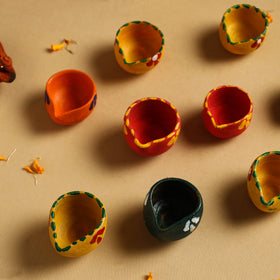 Buy Diwali Decor Handpainted Clay Diya (Set Of 10)