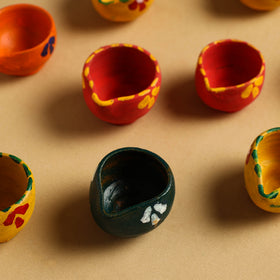 Buy Diwali Decor Handpainted Clay Diya (Set Of 10)