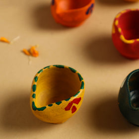 Buy Diwali Decor Handpainted Clay Diya (Set Of 10)