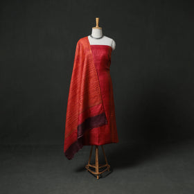 Pure Handloom Tussar Silk Hand Block Print Unstitched Dress Material: Kurta with Dupatta 06