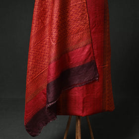 Pure Handloom Tussar Silk Hand Block Print Unstitched Dress Material: Kurta with Dupatta 06