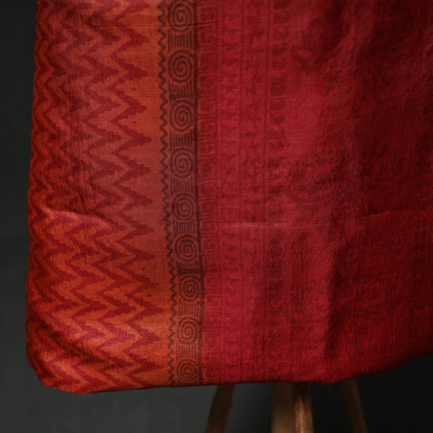 Pure Handloom Tussar Silk Hand Block Print Unstitched Dress Material: Kurta with Dupatta 06