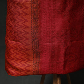 Pure Handloom Tussar Silk Hand Block Print Unstitched Dress Material: Kurta with Dupatta 06