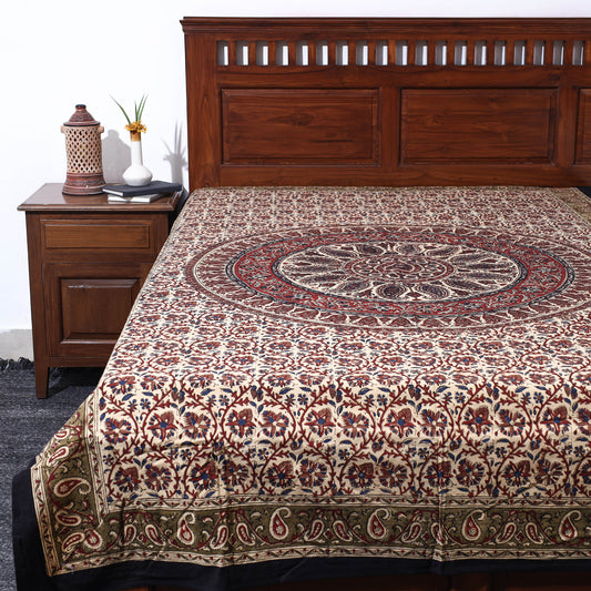 Multicolor - Bagru Hand Block Printed Cotton Single Bed Cover (90 x 60 in)