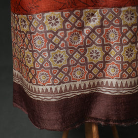 Pure Handloom Tussar Silk Hand Batik Print Unstitched Dress Material: Kurta with Dupatta 05
