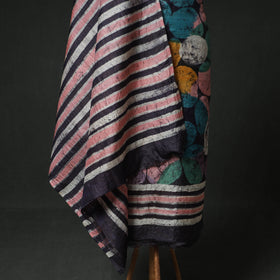 Pure Handloom Tussar Silk Hand Batik Print Unstitched Dress Material: Kurta with Dupatta 03