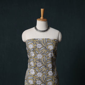 Sanganeri Hand Block Print Cotton 2pc Unstitched Dress Material Kurta Set with Earrings 02