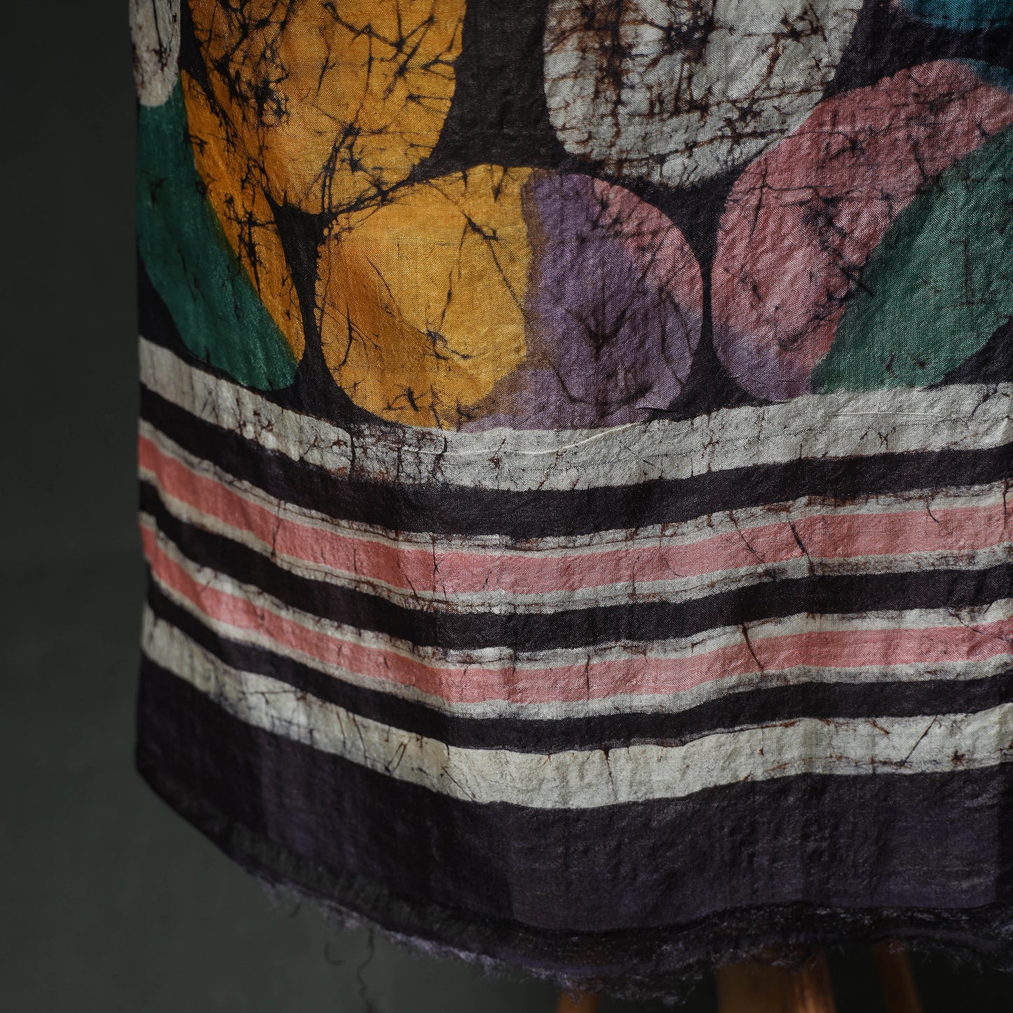 Pure Handloom Tussar Silk Hand Batik Print Unstitched Dress Material: Kurta with Dupatta 03