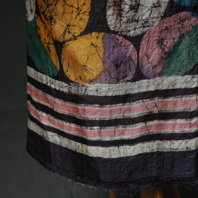 Pure Handloom Tussar Silk Hand Batik Print Unstitched Dress Material: Kurta with Dupatta 03