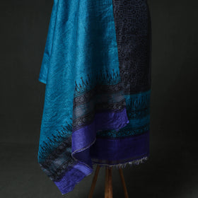 Pure Handloom Tussar Silk Hand Block Print Unstitched Dress Material: Kurta with Dupatta 02