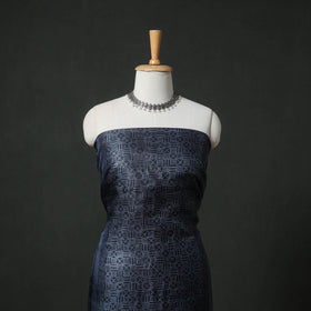 Pure Handloom Tussar Silk Hand Block Print Unstitched Dress Material: Kurta with Dupatta 02