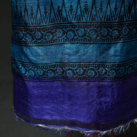 Pure Handloom Tussar Silk Hand Block Print Unstitched Dress Material: Kurta with Dupatta 02