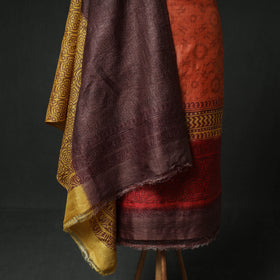 Pure Handloom Tussar Silk Hand Batik Print Unstitched Dress Material: Kurta with Dupatta 01