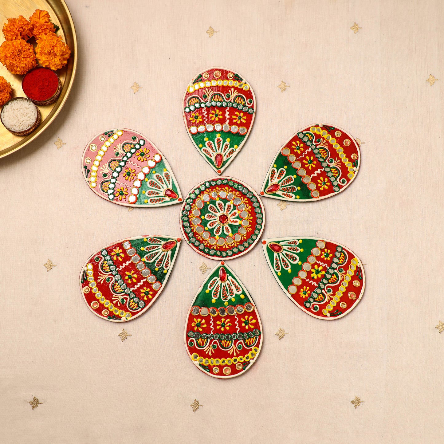 Flower Rangoli - Hand Painted Beadwork Home Decor Items 14