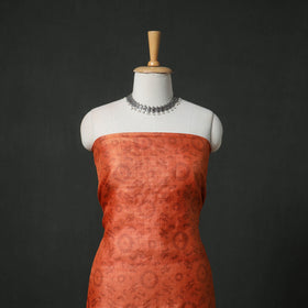 Pure Handloom Tussar Silk Hand Batik Print Unstitched Dress Material: Kurta with Dupatta 01