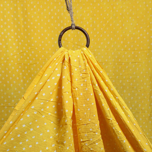 Yellow - Kutch Tie-Dye Cotton Bandhani Fabric 09