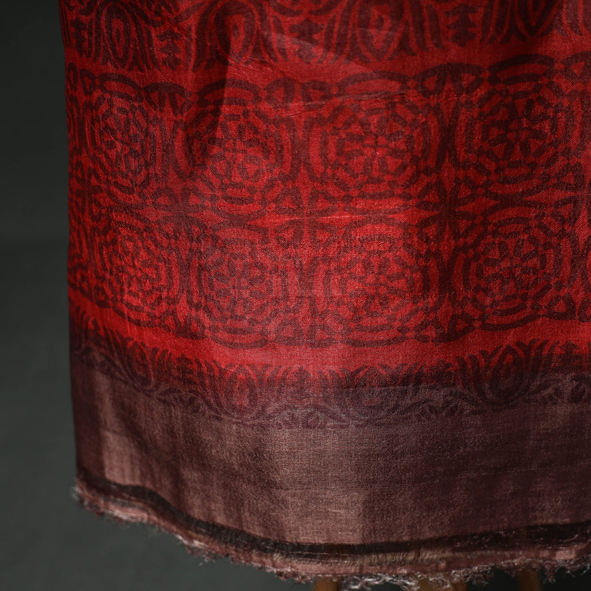 Pure Handloom Tussar Silk Hand Batik Print Unstitched Dress Material: Kurta with Dupatta 01